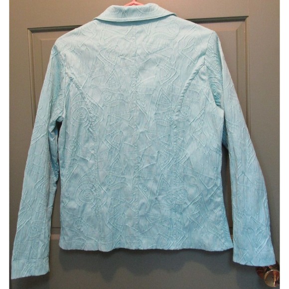 Kaktus Women's Blue Collared Button-Up Embroidered Long Sleeve Blouse Size M - Picture 7 of 8